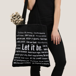 Kurze Inspirierende Zitate Auf Schwarz Tasche