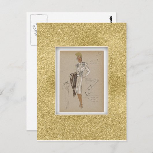 kurze Jacket-Soft Body Perky Peplum der 40er Jahre Postkarte (Vorne/Hinten)