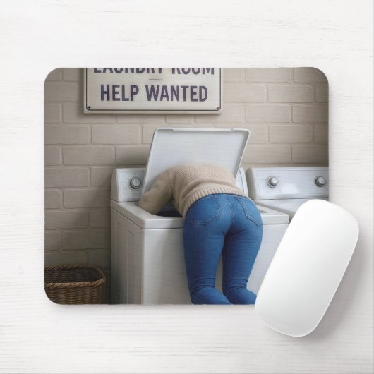 Kurze Kopfhaut in einer Waschmaschine Mousepad (Mit Mouse)