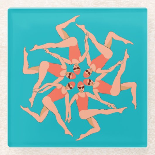 Kurze künstlerische Schwimmer Glasuntersetzer (Vorderseite)