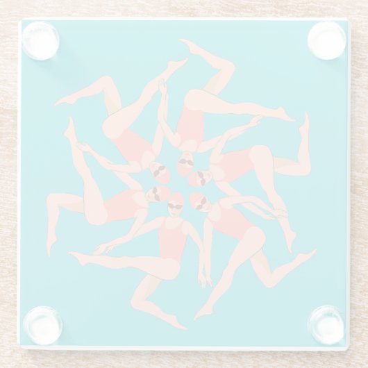 Kurze künstlerische Schwimmer Glasuntersetzer (Rückseite)