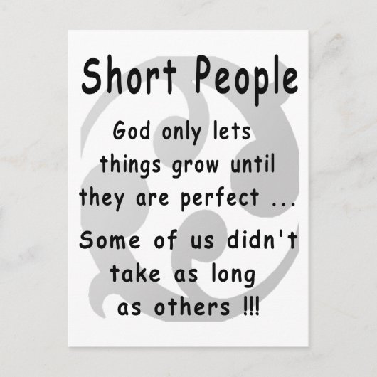 Kurze Leute rächen sich. Postkarte (Vorderseite)