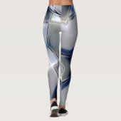 Kurze Linien mit blaufarbigem Ton über Quadraten Leggings (Rückseite)
