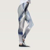 Kurze Linien mit blaufarbigem Ton über Quadraten Leggings (Rechts)