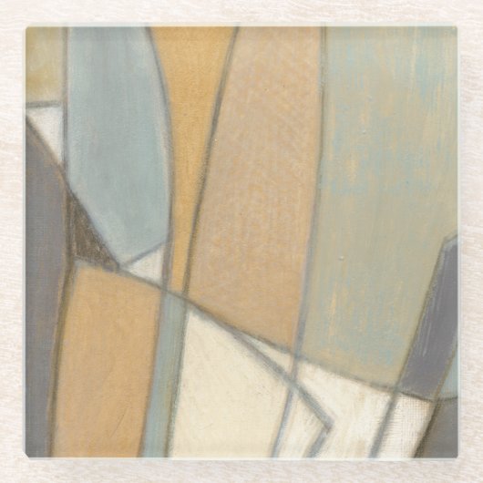 Kurze Linien und verworrene Erdtöne Glasuntersetzer (Vorderseite)