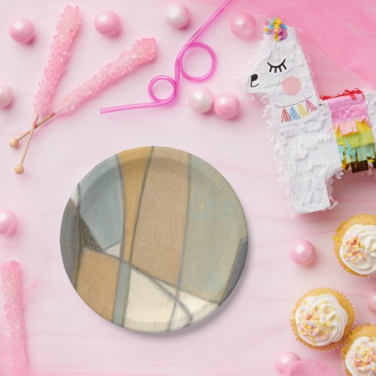 Kurze Linien und verworrene Erdtöne Pappteller (Party)