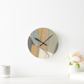 Kurze Linien und verworrene Erdtöne Runde Wanduhr (Zuhause)