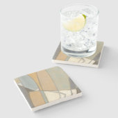 Kurze Linien und verworrene Erdtöne Steinuntersetzer (Seitenansicht)