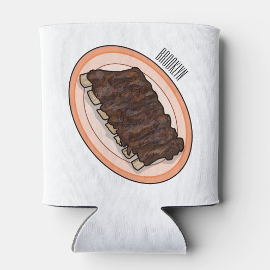 Kurze Rippen Cartoon-Abbildung Dosenkühler (Rückseite)