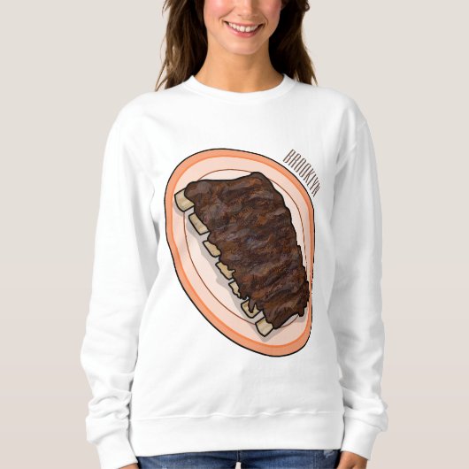 Kurze Rippen Cartoon-Abbildung Sweatshirt (Vorderseite)