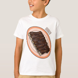 Kurze Rippen Cartoon-Abbildung T-Shirt