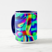 Kurze und sehr farbenfrohe Formen, Blau dominiert. Tasse (Vorderseite Links)