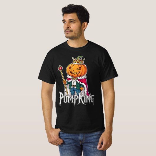Kürzen Halloween Cooler Kürbiskürbis-King-Design T-Shirt (Vorne ganz)