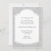 Kurzer Art Déco Diva in Grau Hochzeit Einladung (Vorderseite)