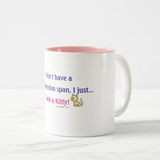 Kurzer Aufmerksamkeitsspannekitty-Spaß Zweifarbige Tasse (VorderseiteRechts)