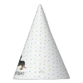 Kurzer Hufhund aus Schwarz und Tan - Geburtstag Partyhütchen (Rechts)