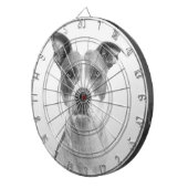 Kurzer Hufhund in Graustufen (schwarz und weiß) Dartscheibe (Vorderseite rechts)