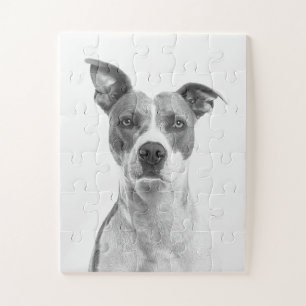 Kurzer Hufhund in Graustufen (schwarz und weiß) Puzzle