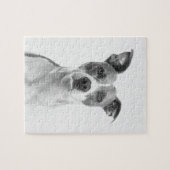 Kurzer Hufhund in Graustufen (schwarz und weiß) Puzzle (Horizontal)