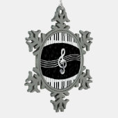 Kurzer Klavierschlüssel und Treppenspalte Schneeflocken Zinn-Ornament (Links)