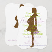 Kurzer Lila Silhouette Kinderdusche Einladungen (Vorne/Hinten)