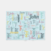 Kurzer Name Muster Typografie Blue Baby Fleecedecke (Vorderseite (Horizontal))
