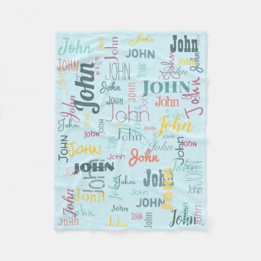 Kurzer Name Muster Typografie Blue Baby Fleecedecke (Vorderseite)