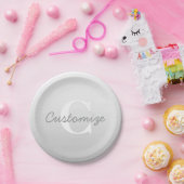 Kurzer Name oder anderer Text mit Monogramm | Grad Pappteller (Party)