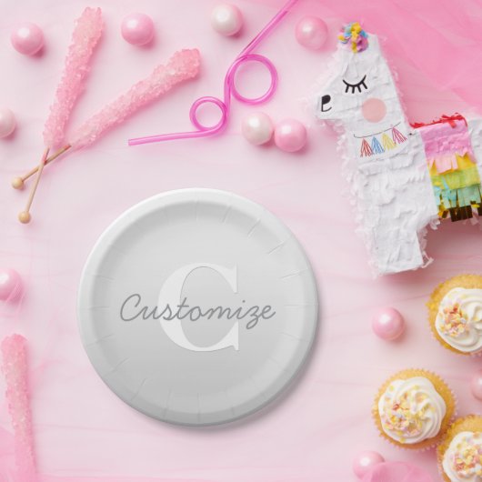 Kurzer Name oder anderer Text mit Monogramm | Grad Pappteller (Party)