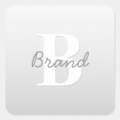 Kurzer Name oder anderer Text mit Monogramm | Grad Quadratischer Aufkleber (Vorderseite)