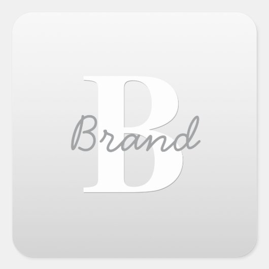 Kurzer Name oder anderer Text mit Monogramm | Grad Quadratischer Aufkleber (Vorderseite)