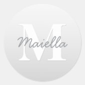 Kurzer Name oder anderer Text mit Monogramm | Grad Runder Aufkleber (Vorderseite)