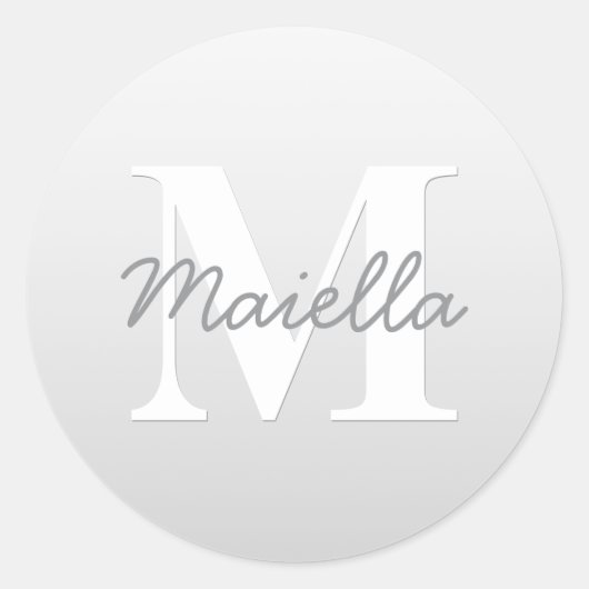 Kurzer Name oder anderer Text mit Monogramm | Grad Runder Aufkleber (Vorderseite)