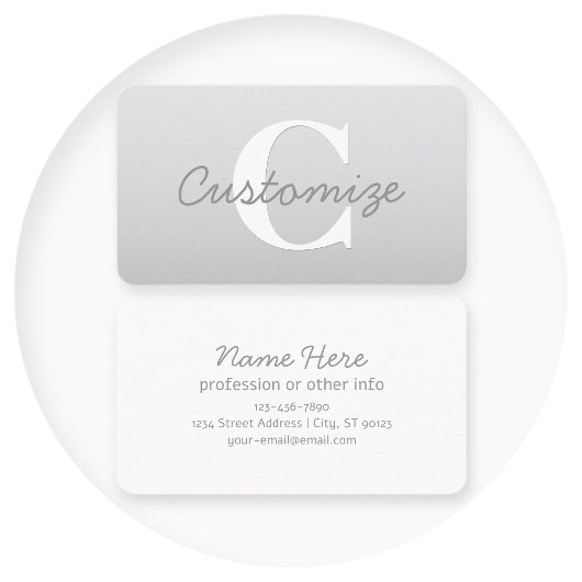 Kurzer Name oder anderer Text mit Monogramm | Grad Visitenkarte