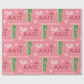 Kurzer Name Typografie Rosa Weihnachten Personalis Geschenkpapier (Flach)