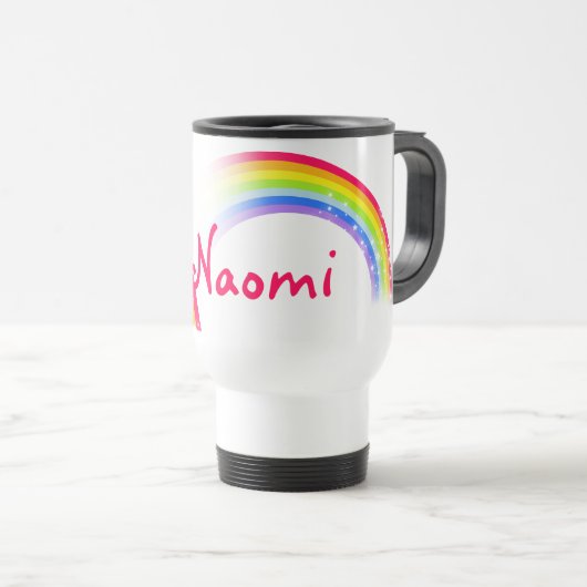 Kurzer Rainbow-Namenszug / Kinderclub-Tasse Reisebecher (VorderseiteRechts)