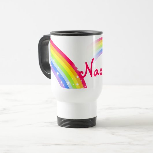 Kurzer Rainbow-Namenszug / Kinderclub-Tasse Reisebecher (Vorderseite Links)