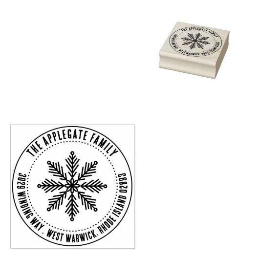 Kurzer Text Snowflake Wintername und Adresse Gummistempel (Stempel)