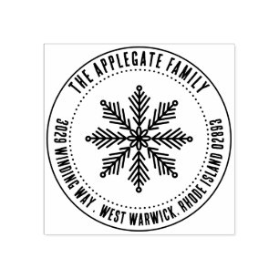 Kurzer Text Snowflake Wintername und Adresse Gummistempel
