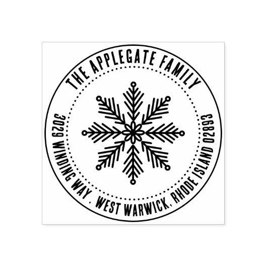 Kurzer Text Snowflake Wintername und Adresse Gummistempel (Prägung)