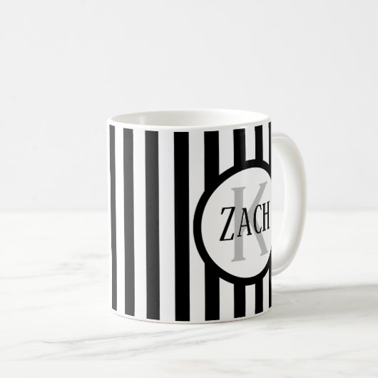 Kurzer Vorlagenname Striped Black C00 Kaffeetasse (VorderseiteRechts)