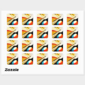 Kurzes abstraktes Design Quadratischer Aufkleber (Blatt)