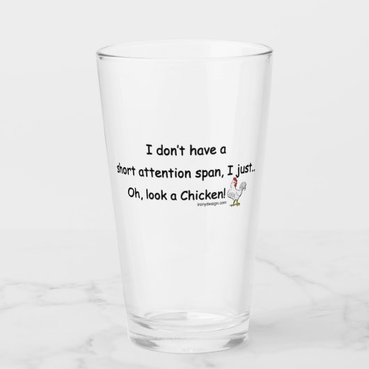 Kurzes Aufmerksamkeitsspanne-Huhn Glas (Vorderseite)