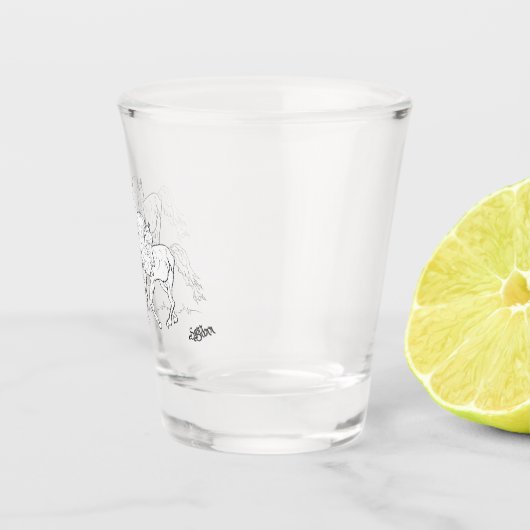 Kurzes Glas: Arabische Pferde Schnapsglas (Rechts)