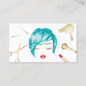 Kurzes Haarschnitt Girl Turquoise Visitenkarte (Vorderseite)