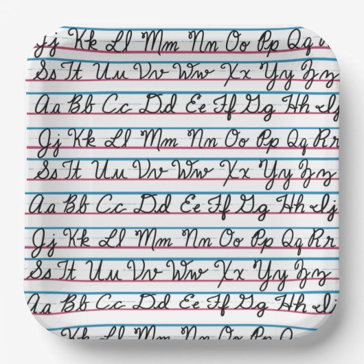 Kurzes Skripthandschreiben zurück in die Schule le Pappteller (Vorderseite)