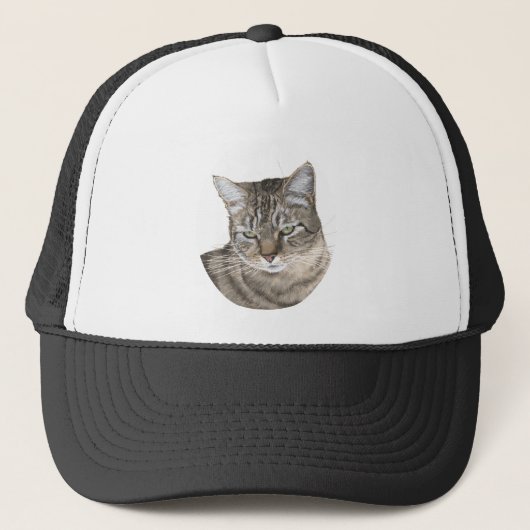 Kurzfristige Tabby Cat Head Study Truckerkappe (Vorderseite)