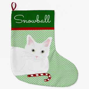 Kurzfristige White Cat Weihnachtsfeiertage Strumpf Großer Weihnachtsstrumpf