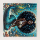 Kurzhaarige Schwarze Meerjungfrau Unterwasserkunst Puzzle (Horizontal)