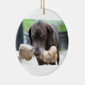 Kurzhaarzeiger mit Knochen Keramik Ornament (Rechts)